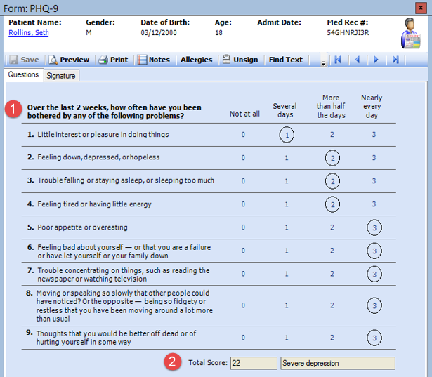 PHQ9 Form (MH_PHQ9) – TenEleven