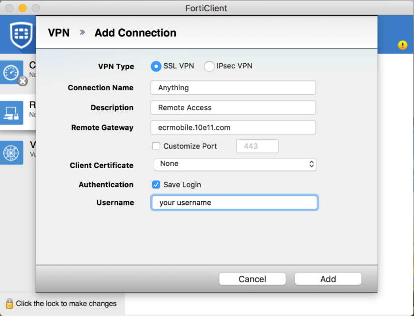 forticlient vpn not connecting mac