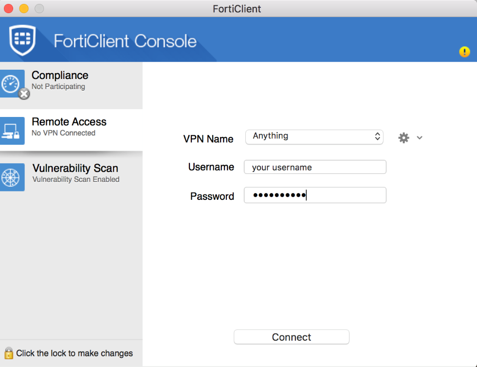 forticlient vpn not connecting mac